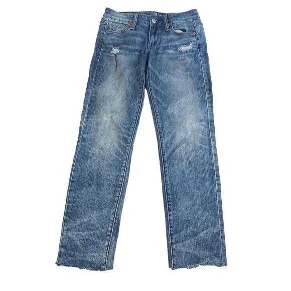 American Eagle Jeans Womens Size 2 Cropped Straight Leg Low Rise Stretch - Picture 1 of 8